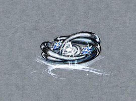 婚約指輪オーダーメイドはキュートなハートダイヤをメインにデザインしました