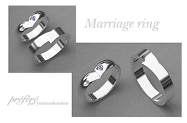 結婚指輪はオーダーメイドでハートダイヤを入れたデザインのイメージ画像です