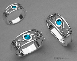 コスブルーオーバルダイヤのオーダーメイドマリッジリング（結婚指輪）
