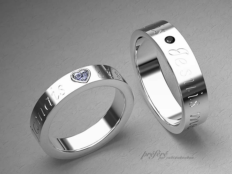 【二人のメッセージ】をフランス語で彫るマリッジリング（結婚指輪）