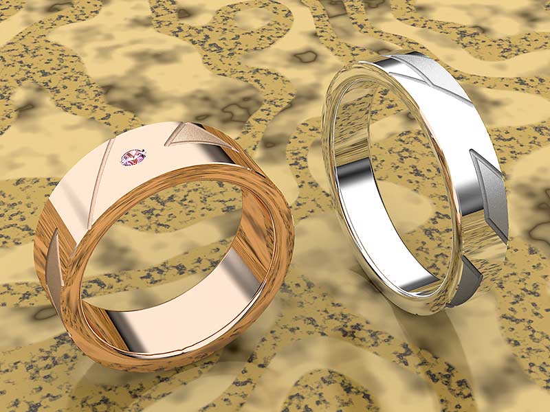 結婚指輪のオーダーはイニシャルモチーフのピンクゴールドとホワイトゴールド素材
