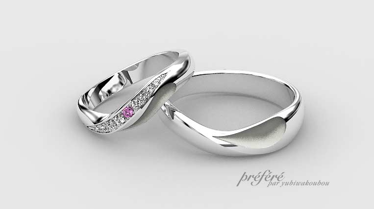 結婚指輪はオーダーメイドでハートモチーフになるマリッジリングのイメージ