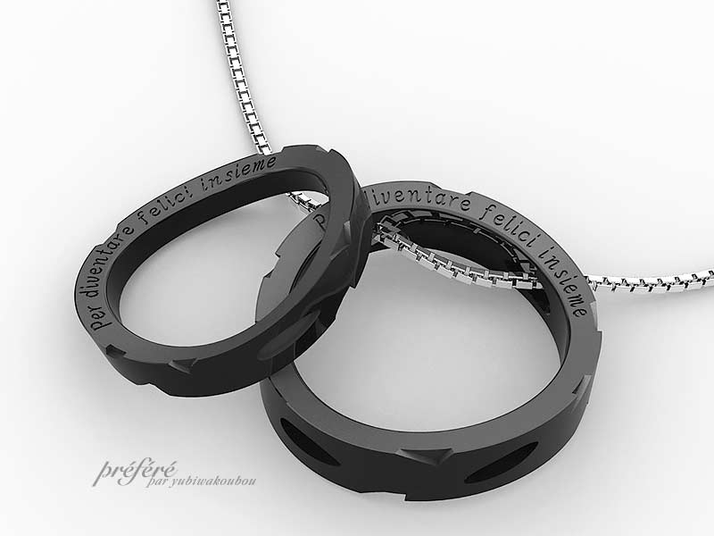 結婚指輪はブラック仕上げでおしゃれな渋カッコいいデザインでオーダー