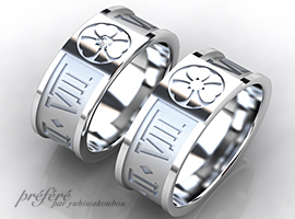 結婚指輪オーダー 家紋,結婚指輪オーダー ローマ数字