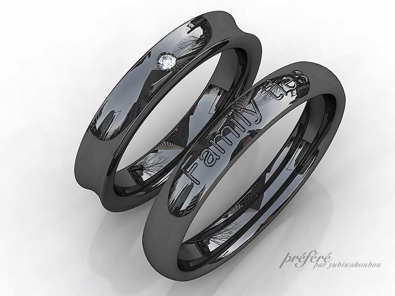 オーダーメイドの結婚指輪はブラックリングでシンプルデザイン