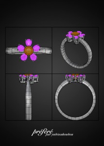 失くしたお花デザインの指輪（ピンクダイヤとペアシェイプダイヤ）をオーダーメイド