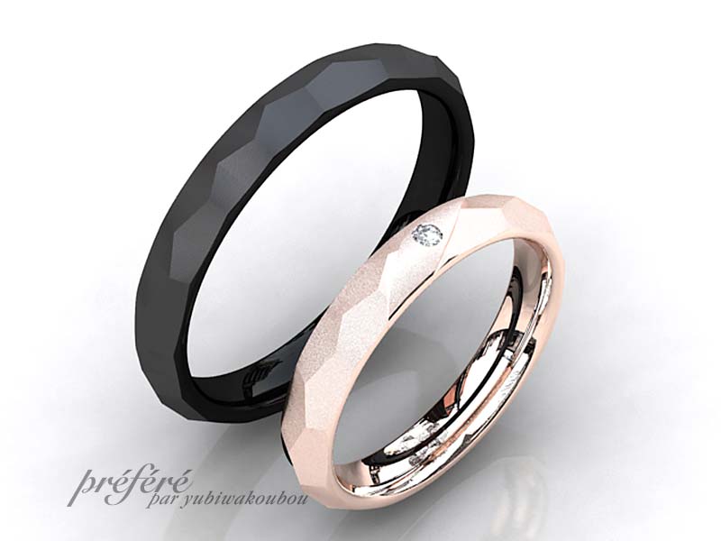 結婚指輪はオーダーメイドでシンプルなブラック仕上げ