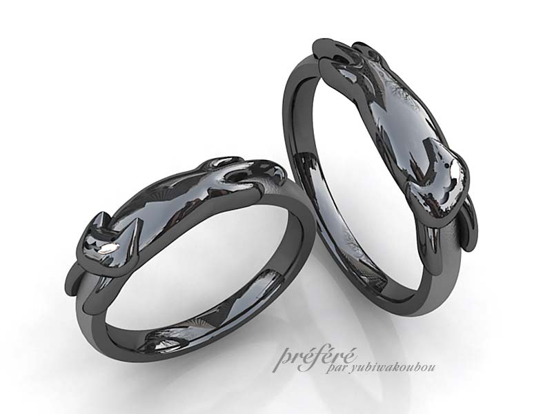 黒ネコの結婚指輪をブラックリングでオーダー