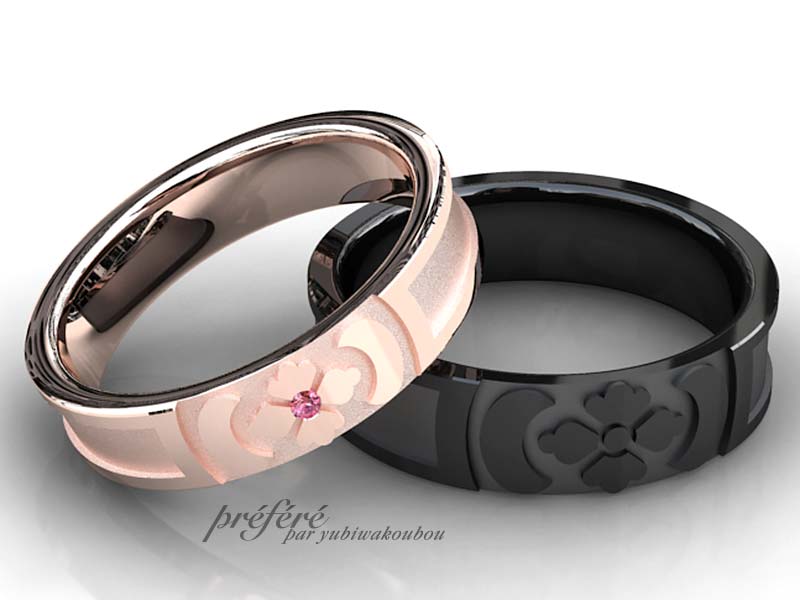 家紋 ブラックリング 結婚指輪オーダー