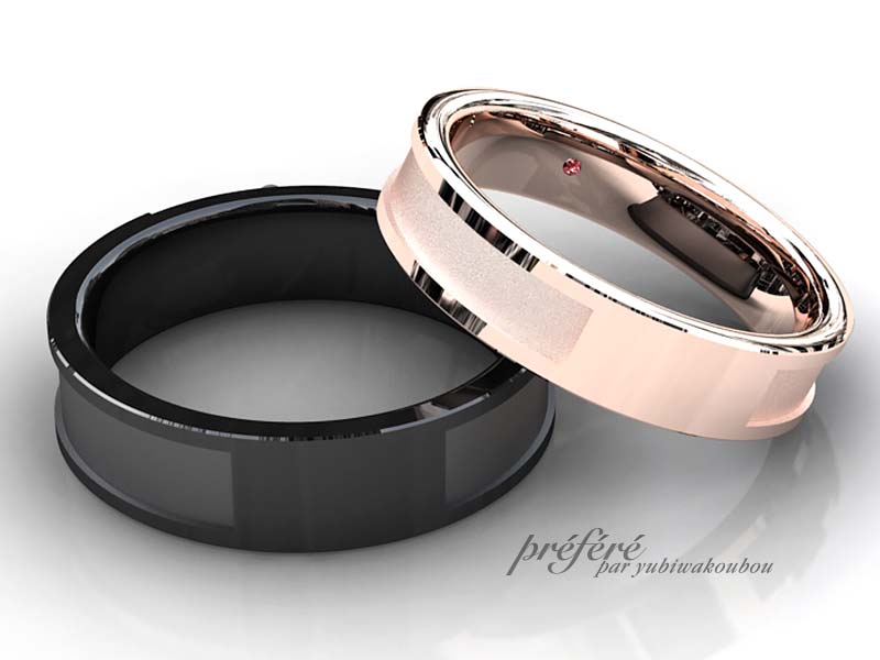 家紋 ブラックリング 結婚指輪オーダー