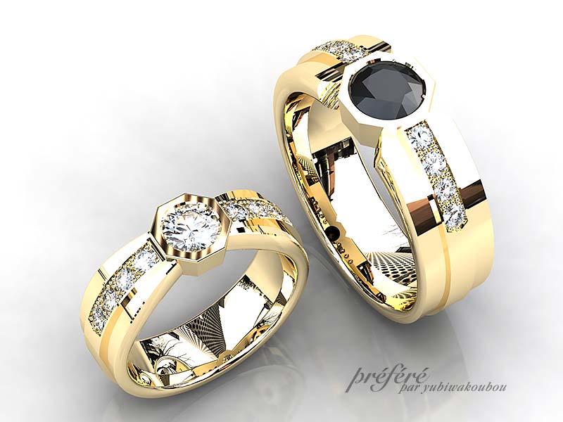 八角形の結婚指輪はゴールド素材でオーダー
