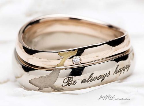 クジラモチーフの結婚指輪