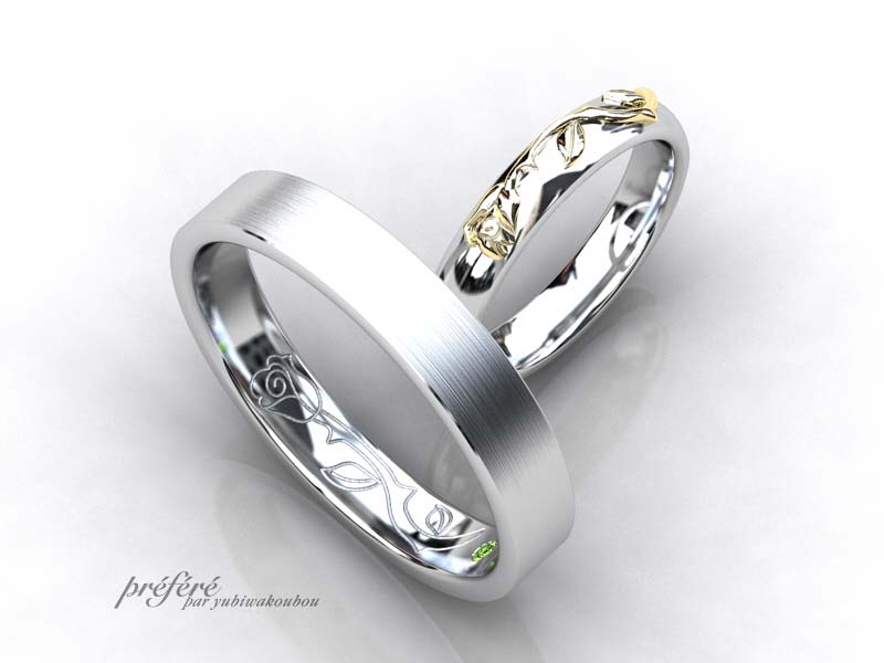 薔薇モチーフの結婚指輪