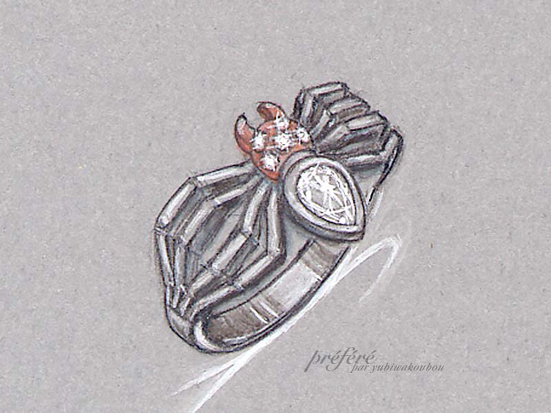 蜘蛛モチーフの婚約指輪（エンゲージリング）はオーダーメイドでプロポーズ。