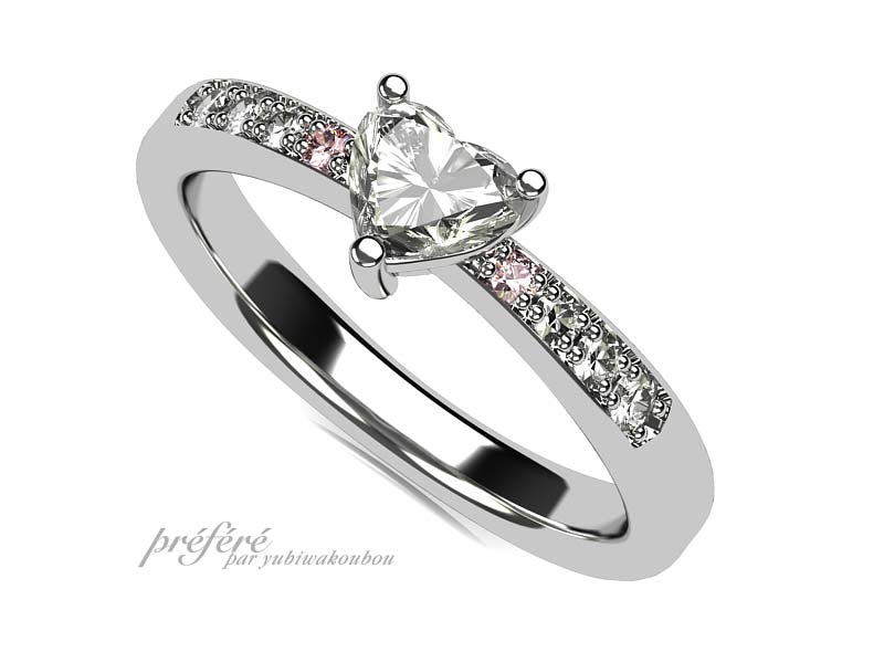 ハートダイヤの婚約指輪