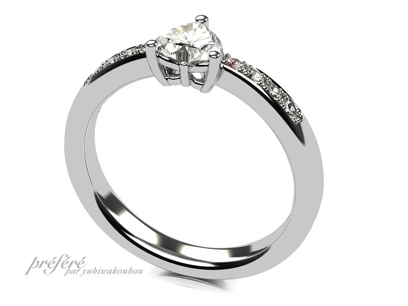ハートダイヤの婚約指輪