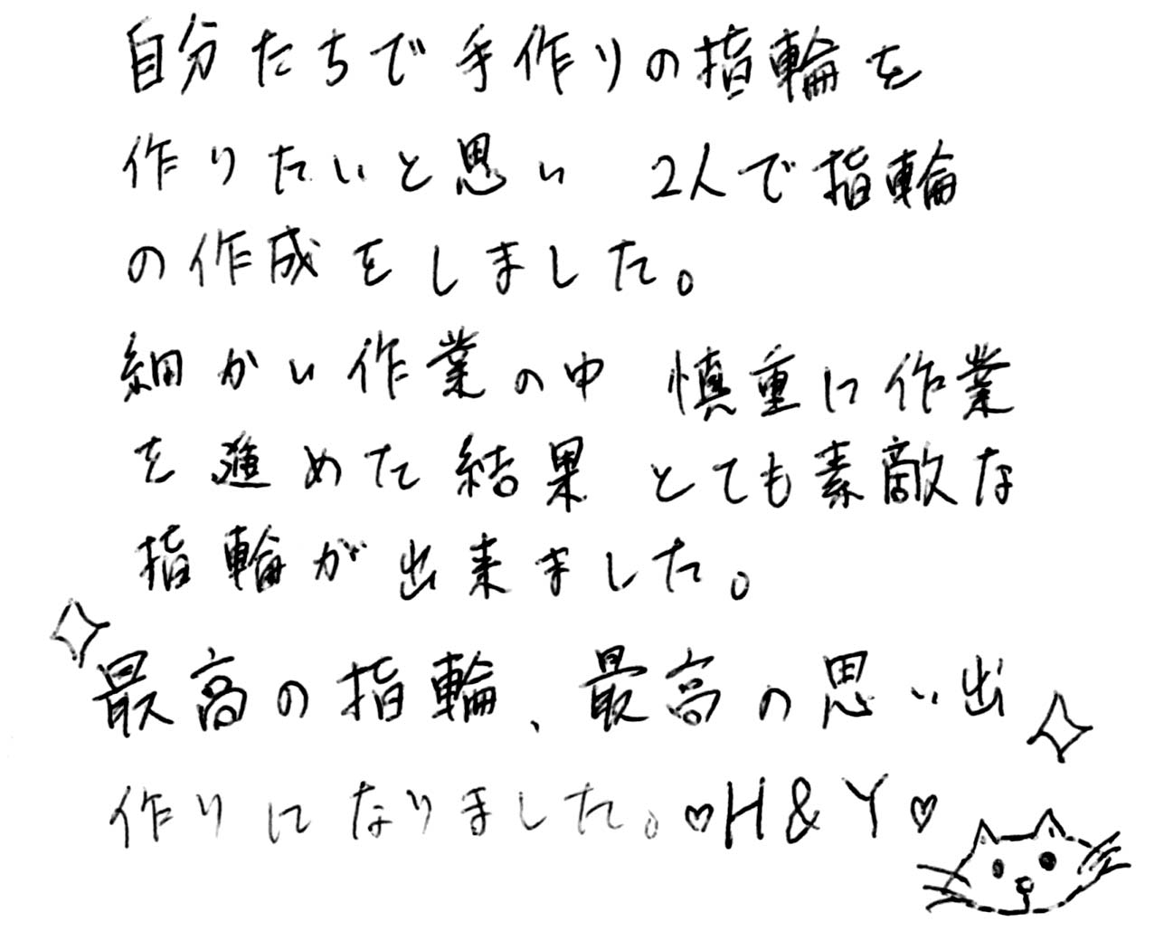 結婚指輪を手作りしたお二人から頂きましたコメント