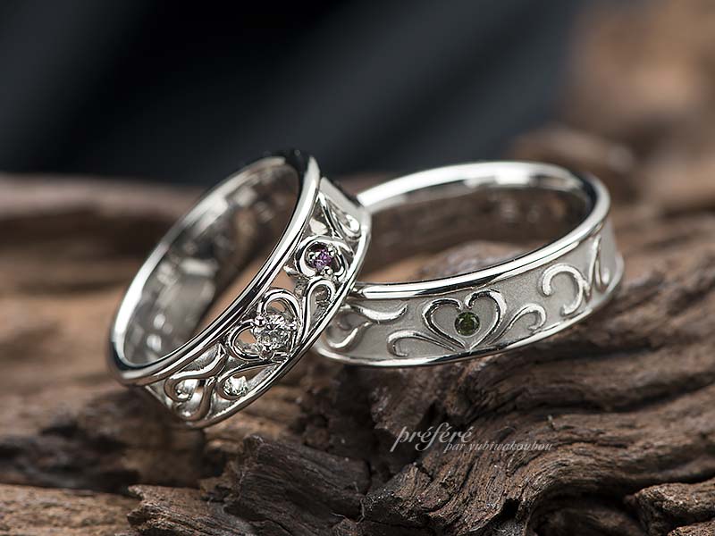 四つ葉のクローバーデザイン 結婚指輪