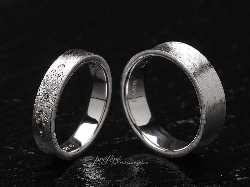 逆甲丸の結婚指輪はシンプルなサテン仕上げでオーダーメイド