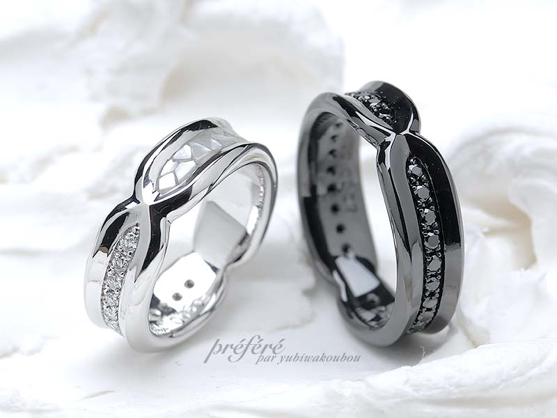 個性派の結婚指輪はブラックと無限大モチーフのオーダーメイド