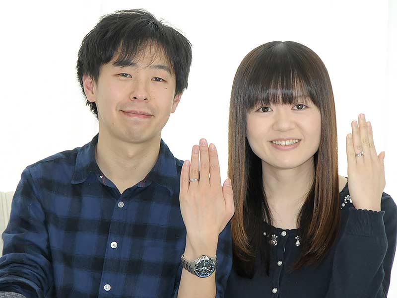 結婚指輪、婚約指輪をお作りいただいた しあわせカップル様　