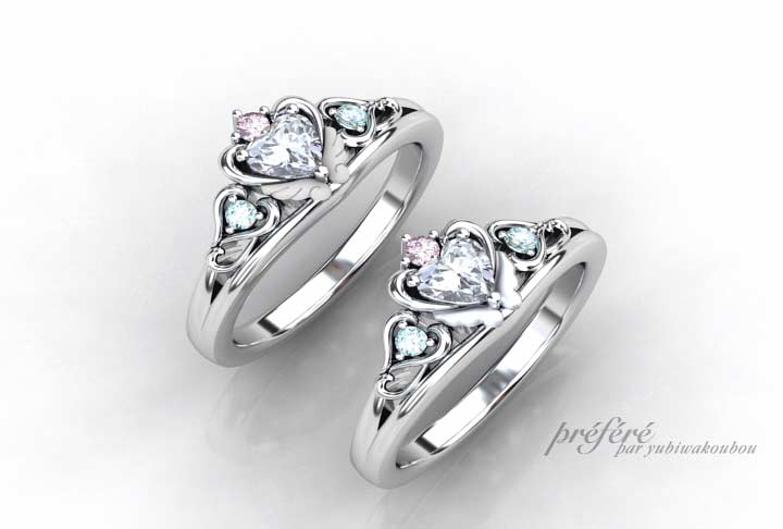 プロポーズの婚約指輪はイニシャルを入れたティアラ型デザインでオーダーメイド CG