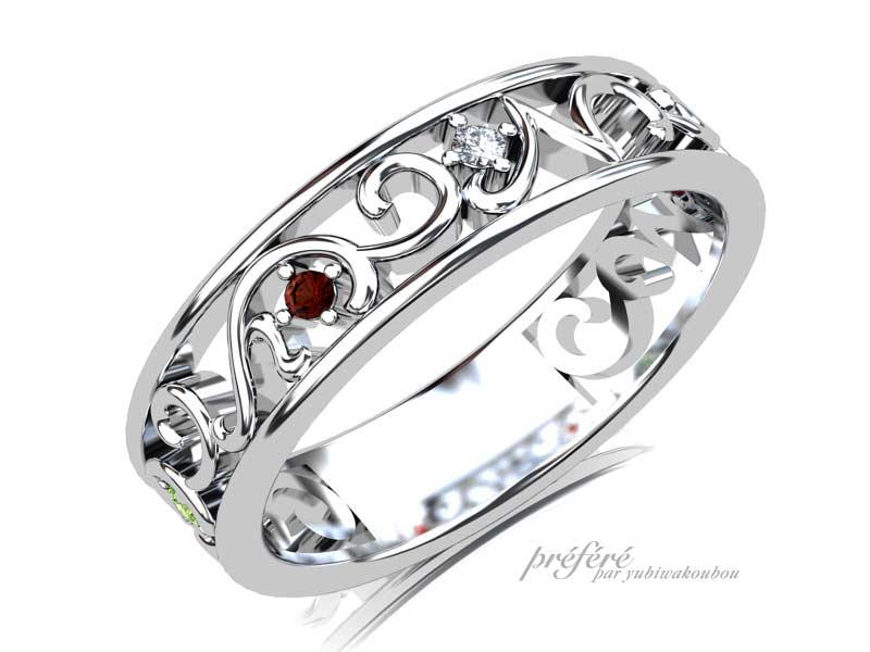 結婚１０年目に贈る指輪をご家族様のイニシャルを入れてオーダーメイド　CG　