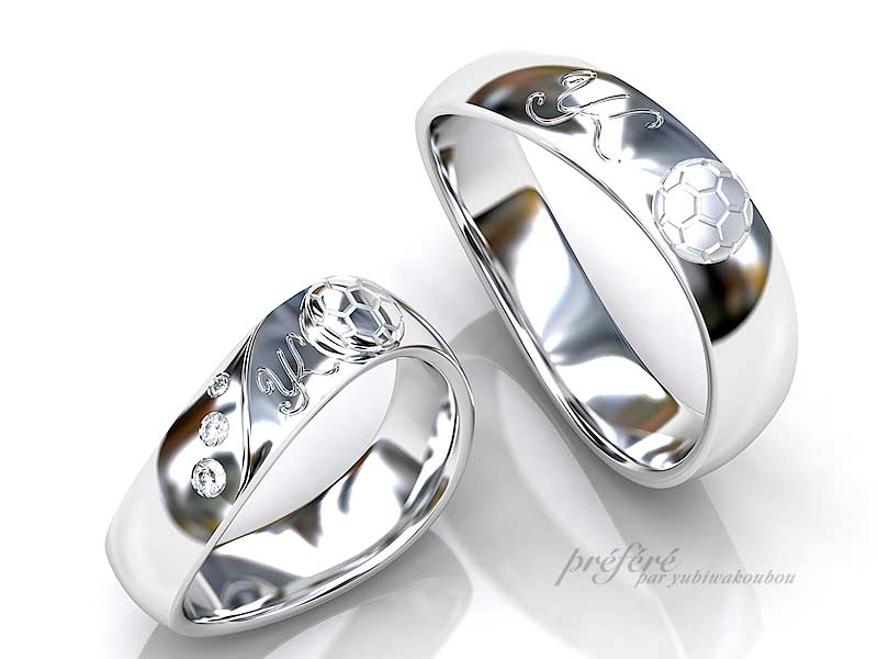 結婚指輪はオーダーメイドで想い出のサッカーボールをモチーフ CG