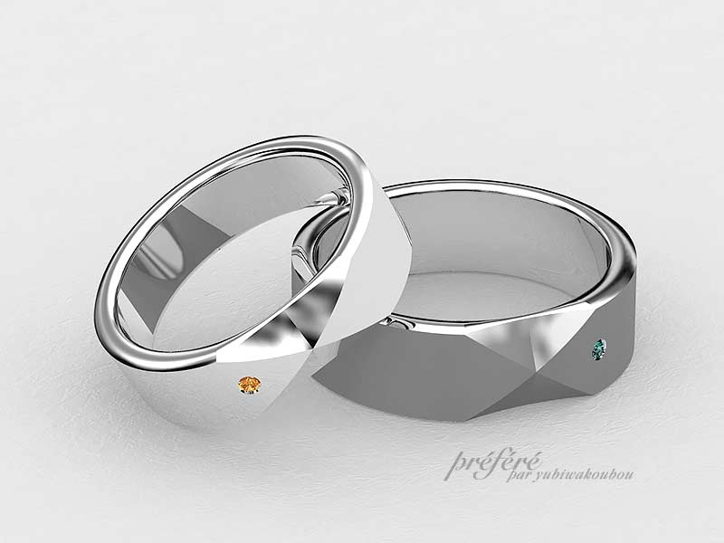 シンプルで重厚感のあるオーダーメイド結婚指輪のイメージＣＧ