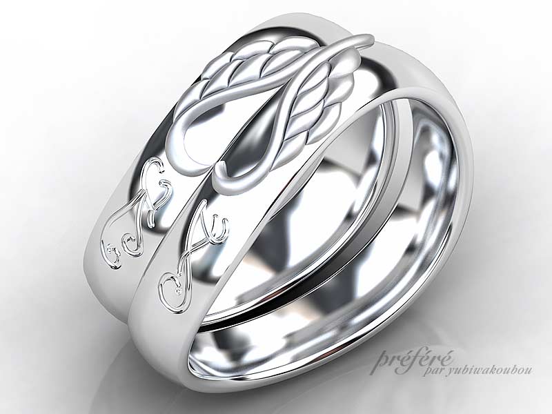 結婚１０年目の指輪は天使の羽をモチーフにペア CG