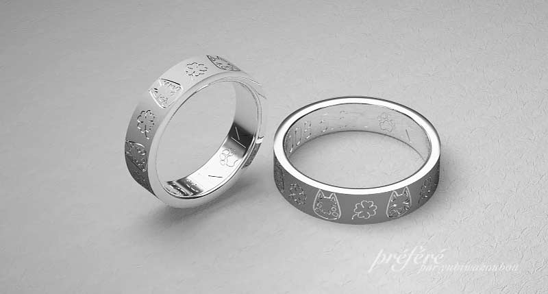 トロと幸せの四つ葉のクローバーオーダーメイド結婚指輪