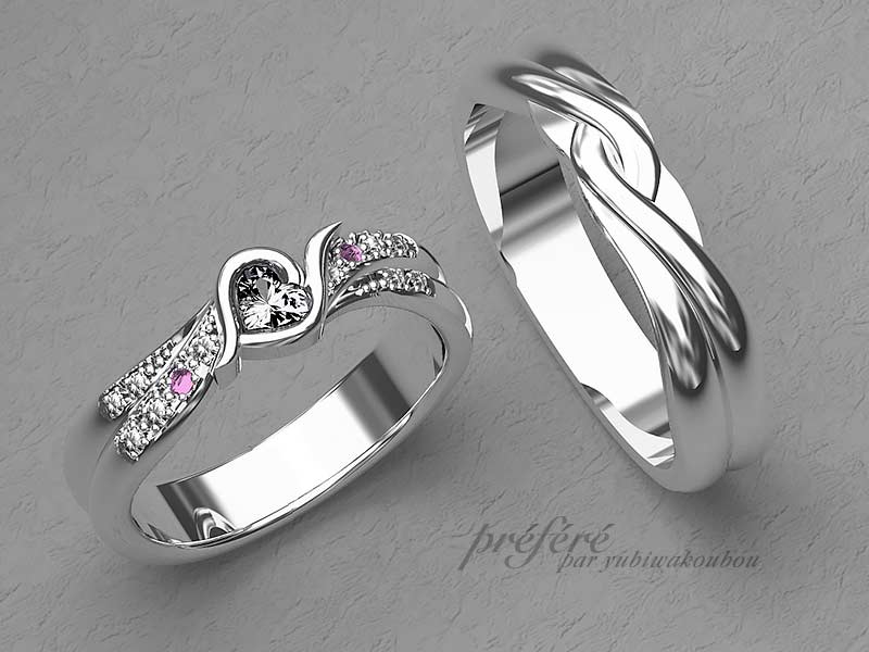 お二人のそれぞれの想いをデザインした結婚指輪 CG