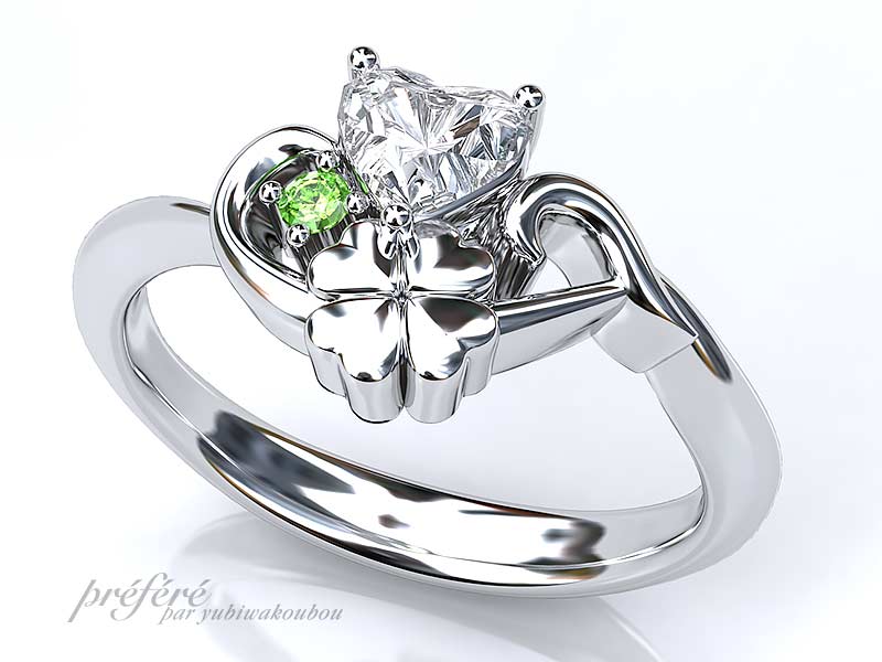 婚約指輪はオーダーメイドでサプライズプロポーズに人気のハートダイヤをプレゼント CG