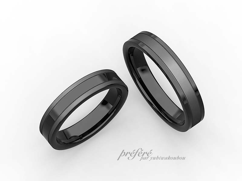 マリッジリング（結婚指輪）はブラックリングでシンプルデザインのイメージCGです。