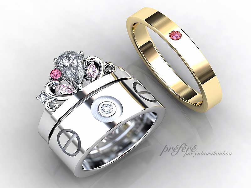 ご結婚１０年目の指輪はオーダーメイドでティアラ型リングをリメイク CG