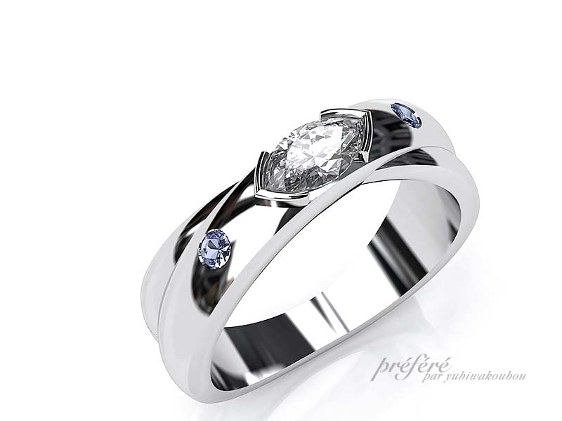 マーキスダイヤのオーダーメイド婚約指輪をサプライズプレゼント
