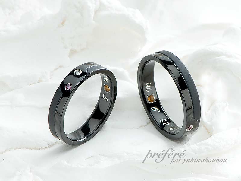 ブラック仕上げのオーダーメイドでマリッジリング結婚指輪