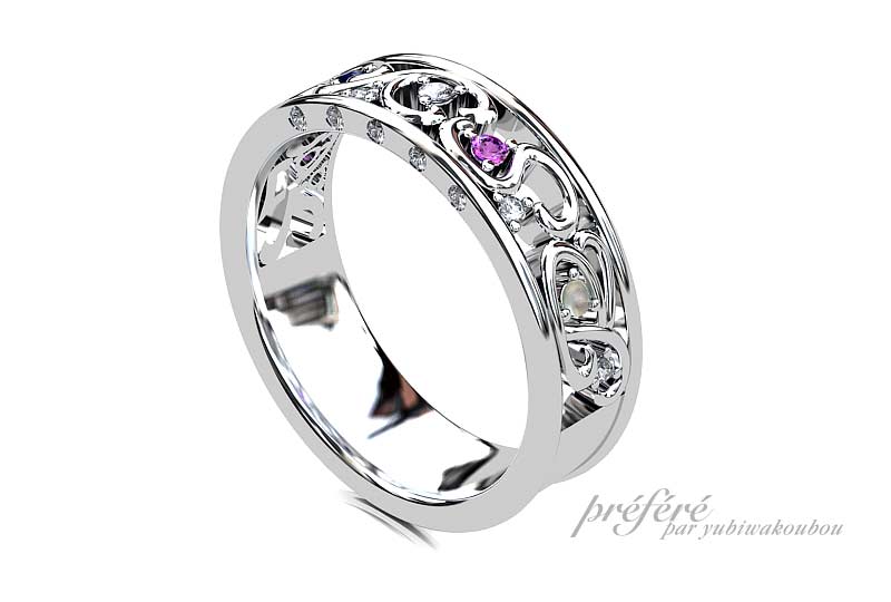 結婚10周年記念の指輪は家族のイニシャルを入れてオーダーメイド CG