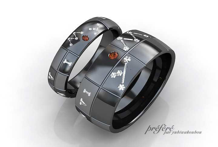 ブラックリングの結婚指輪はオーダーでプラネタリウムをイメージ
