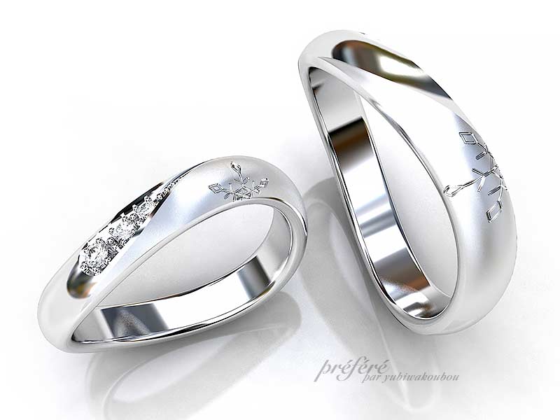 結婚指輪のモチーフは出会いの季節のイメージでお創りしました