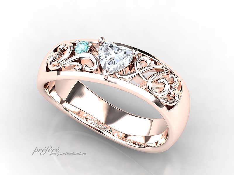 プロポーズリングは、ハートダイヤで婚約指輪オーダーメイド
