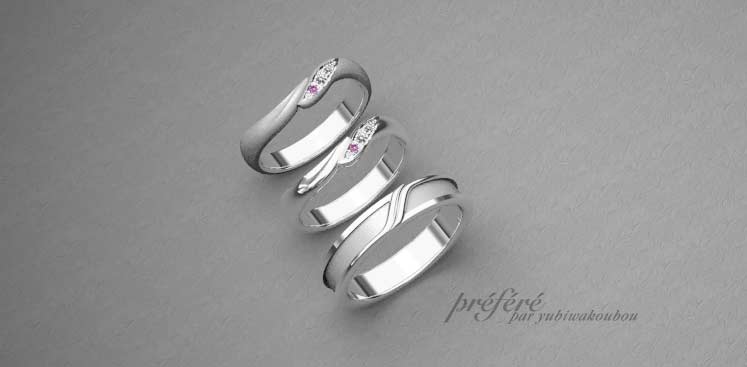 それぞれのカタチと想いをリング内側にデザインしたオーダーメイド結婚指輪　CG
