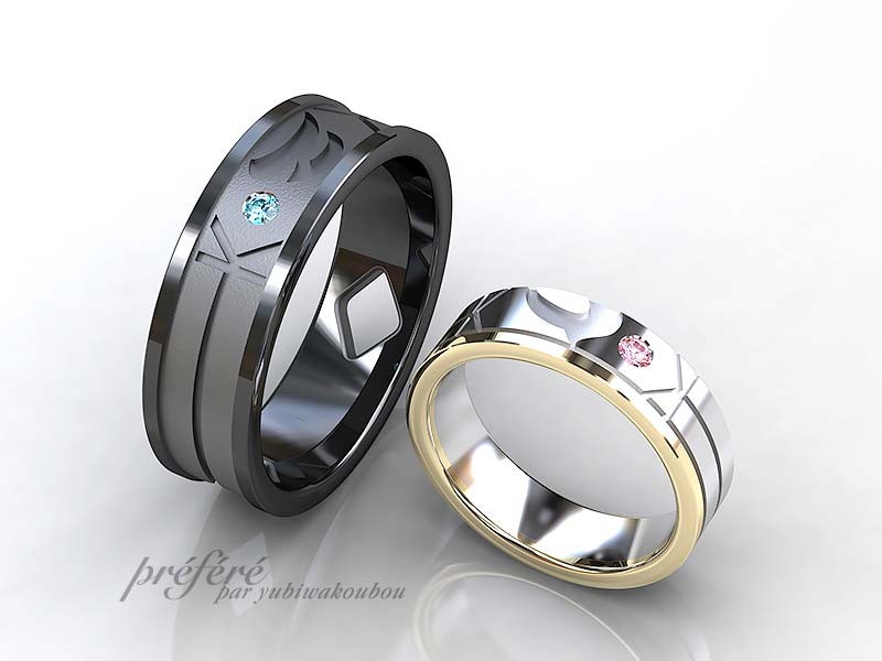 結婚指輪　ブラックリング＆プラチナ　イメージ画像