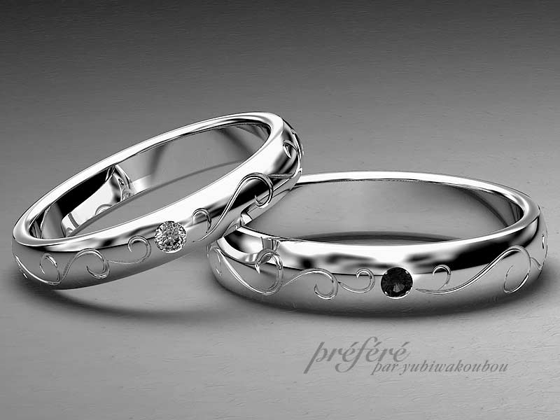 結婚指輪と婚約指輪のセットリング　CG