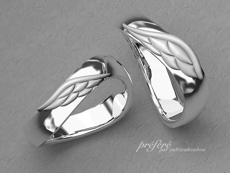 リアルな天使の羽の結婚指輪マリッジリングのイメージ画像をご紹介です