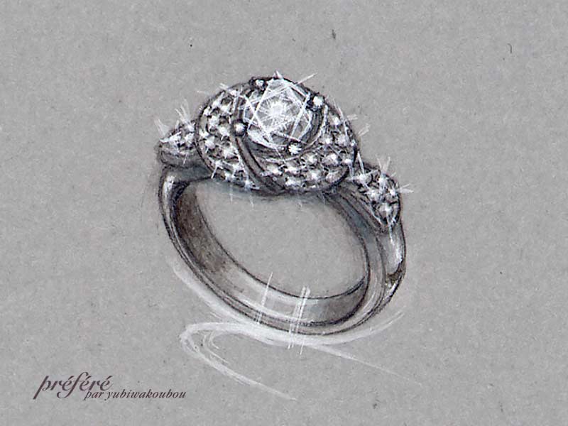 セットで着けるダイヤの婚約指輪　イメージ