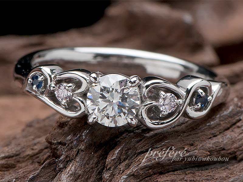 婚約指輪（エンゲージリング）はオーダーメイドでイニシャルと透かしデザイン
