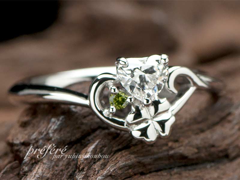 婚約指輪はオーダーメイドでサプライズプロポーズに人気のハートダイヤをプレゼント