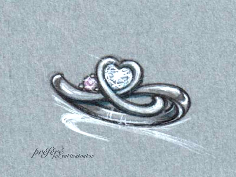婚約指輪は人気のハートダイヤとファンシーピンクダイヤでオーダーメイド イメージ画