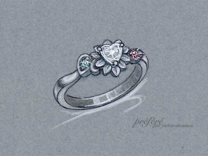 プロポーズの指輪はヒマワリのデザインでオーダーメイド イメージ